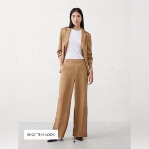 Banana Republic Factory Hayden Wide Leg Tencel Pant, Afternoon Tea, XXS